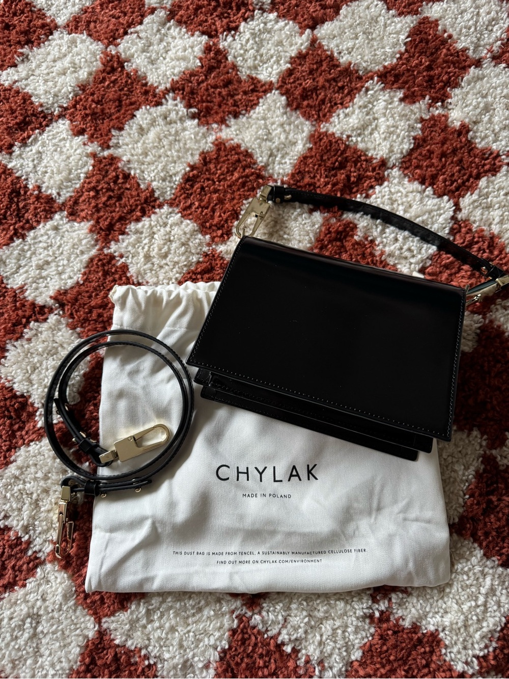 Chylak Black Leather Shoulder Bag